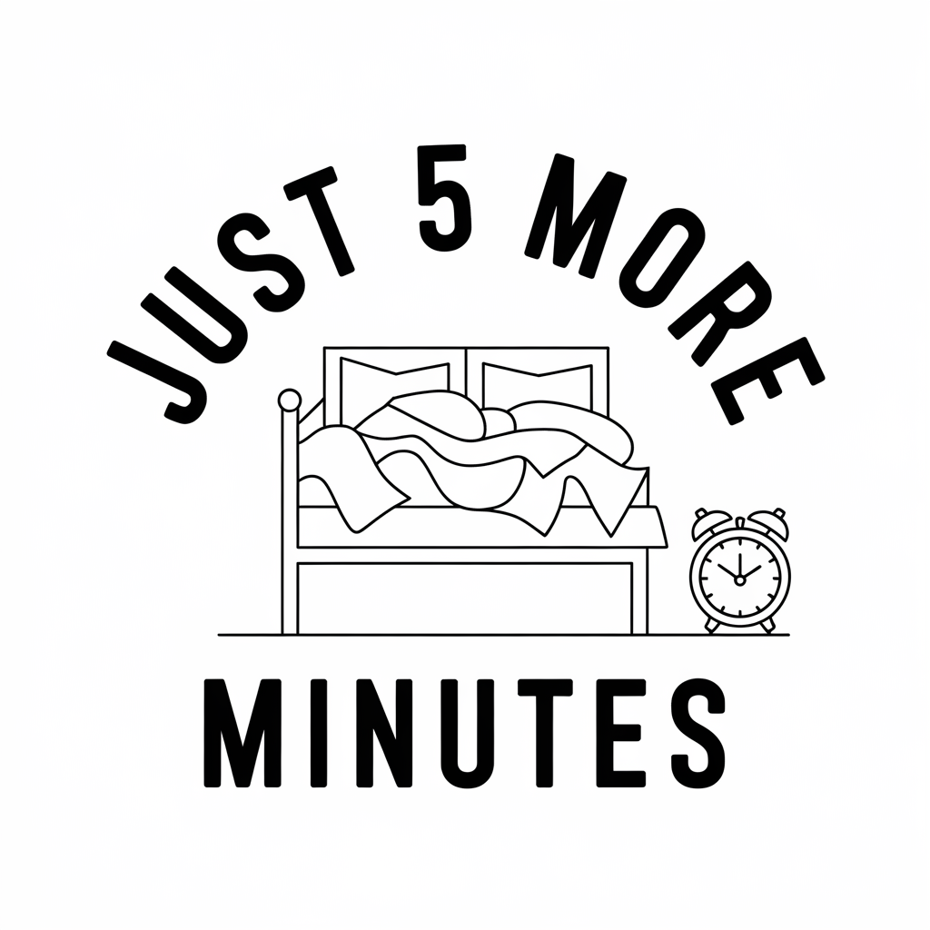 Just 5 More Minutes Funny Sleep Shirt, Procrastination Humor, Morning Struggle Tee, Snooze Button Life T-Shirt